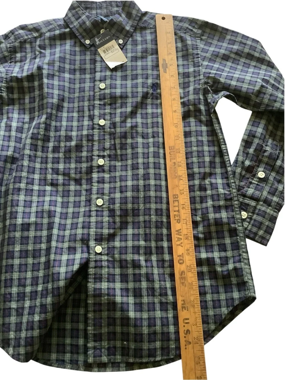 Youth Medium Plaid Polo Ralph Lauren Button Down Shirt NWT